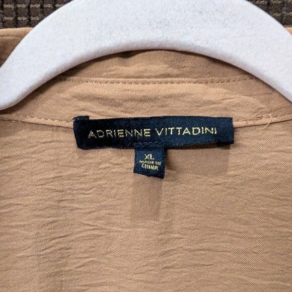 Adrienne Vittadini Womens Size XL Long Sleeve Beige Button Front Blouse - Picture 3 of 6